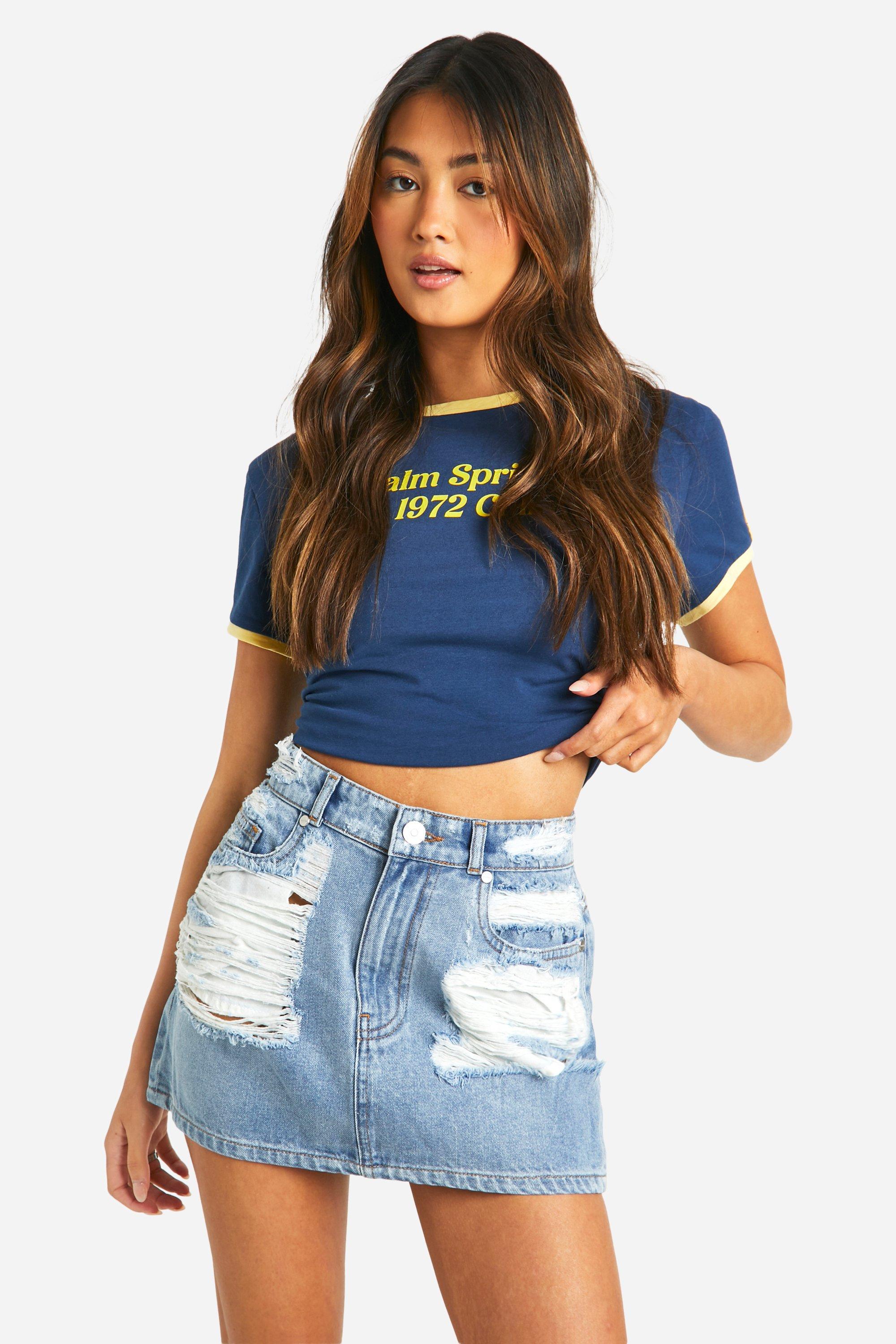 Embellished Denim Micro Mini Skirt boohoo UK